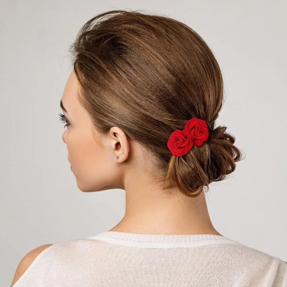 12 Pcs Rose Hair Clip Mexican Hair Accessories for Flamenco Dancer Women Mexican